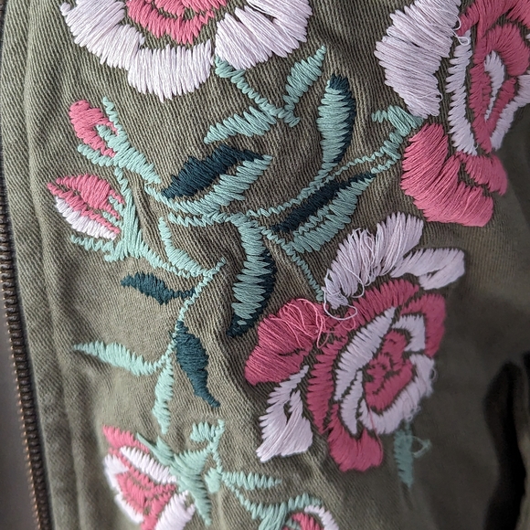 Anine Bing Jacket Olive Green Embroidered Bomber Jacket Size Medium - Picture 14 of 15